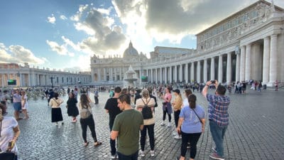 Fourth-year College of Pharmacy students visit St. Peter's Square during a one-month rotation.