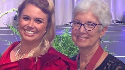 UAMS College of Nursing's Sara Jones, Ph.D., and professional mentor Susie Adams, Ph.D., of Vanderbilt School of Nursing, attending the ceremony at which Jones was inducted as a Fellow in the American Academy of Nurse Practitioners.