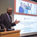 Leon McDougle, M.D., M.P.H., chief diversity officer and professor at the Ohio State University Wexner Medical Center, presents at UAMS on Feb. 26.