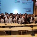 Visiting high school and UAMS medical students gather for a photo during the HPREP event.