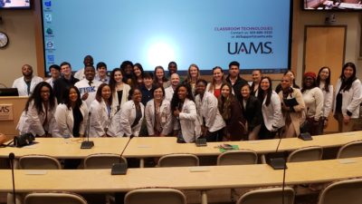 Visiting high school and UAMS medical students gather for a photo during the HPREP event.
