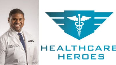 Dr. Goree with Healthcare Heroes Logo