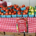 A variety of fruits and vegetables are available for purchase at the Farmers Market.