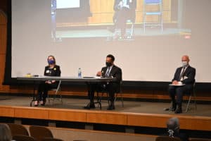 Amanda George, Brian E. Gittens, Ed.D., and Mark Williams, Ph.D., were panelists at the June 10 Town Hall. 