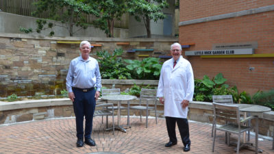 Thomas Kelly, Ph.D., (left) and Richard Nicholas, M.D., received a $780,000 grant from the National Cancer Institute to offer a summer research experience for UAMS College of Medicine students.