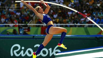 Lexi Jacobus just before she pole valuts while competing in the 2016 Olympic Games in Rio de Janiero.