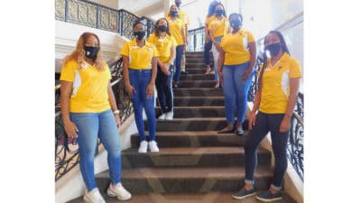 Group shot of students with masks