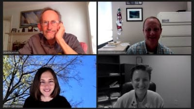 Zoom shot of researchers and teachers