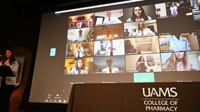 Benefitting from specific recruitment programs, the UAMS College of Pharmacy Class of 2024, pictured here celebrating its white coat ceremony, represents the most diverse class of pharmacy students currently enrolled.