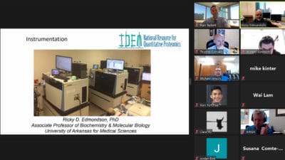 The fifth annual Proteomics Facility Staff Symposium on Feb. 2, held virtually by UAMS, brought together 36 proteomics core directors and staff members from IDeA (Institutional Development Award) states and Puerto Rico to learn more about operating and maintaining these facilities at their institutions.