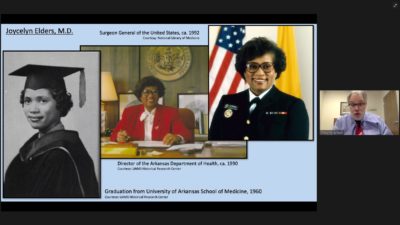 Tim Nutt, director of the UAMS Historical Research Center, discusses Joycelyn Elders, M.D., among numerous African American contributors to the history of health care in Arkansas.