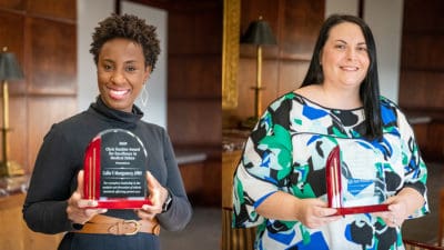 Collin Montgomery, APRN and Leigh Ann Wilson the Adult Sickle Cell Disease Clinical Program at the University of Arkansas for Medical Sciences (UAMS) recently received the 2020 Chris Hackler Award for Excellence in Medical Ethics.