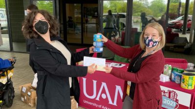 In addition to monetary donations, donors dropped off food and supplies at the Freeway Medical Tower for the Stocked & Reddie food pantry. Many left heartfelt, handwritten notes of support for UAMS' front-line health care heroes.