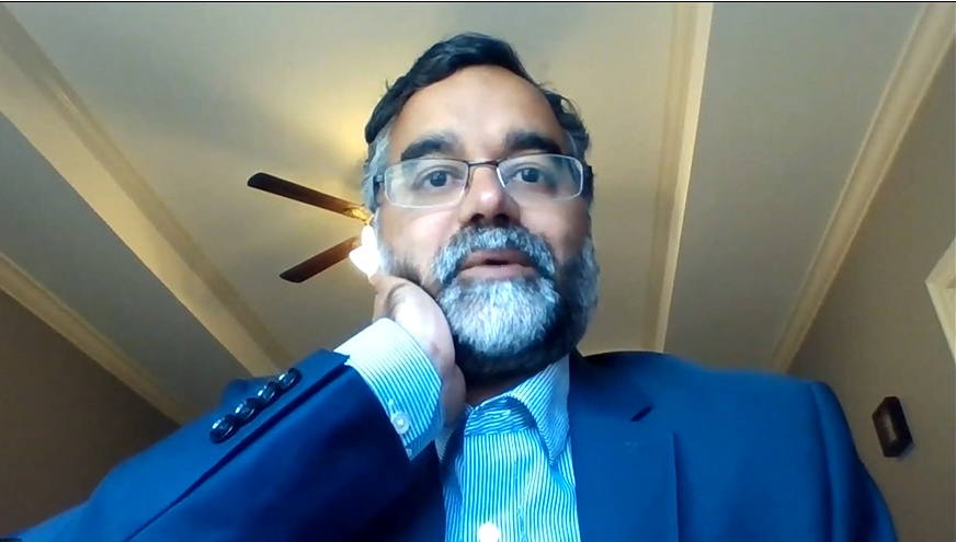 Tuhin Virmani, M.D., addresses participants in the virtual symposium.