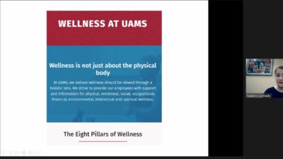 Natalie Cannady, chief wellness officer, explaining the pillars of wellness and program outreach.