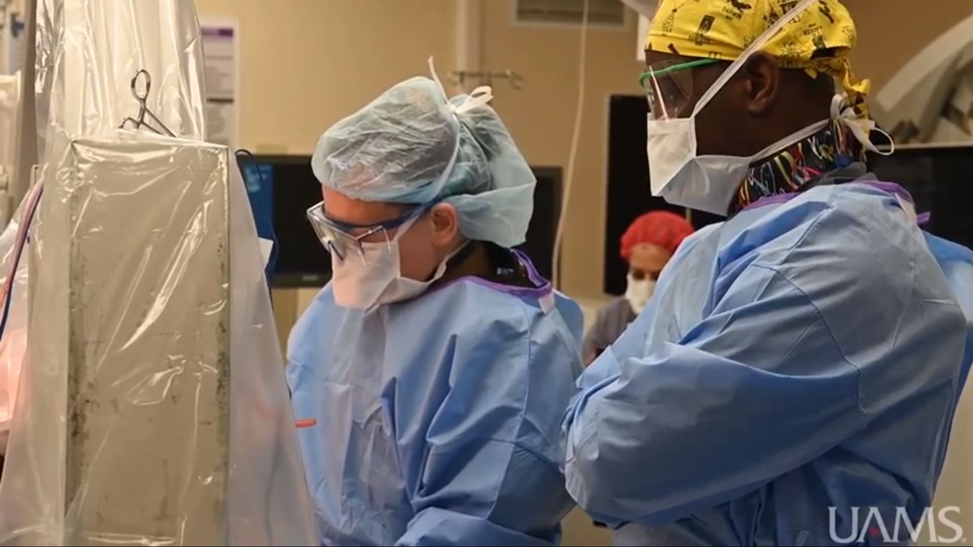 Erika Peterson, M.D., performs deep brain stimulation in the operating room.