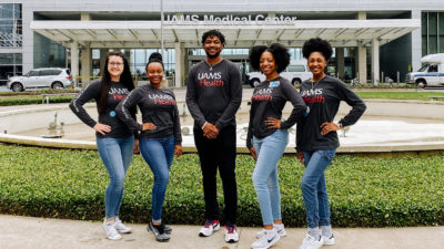 From left, Veronica Ussery, education director; Chandler Wilson, project manager; and techs Hunter Black, Raven Hinton and Veronica Lindsey.