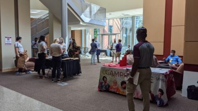 Campus representatives from areas including the UAMS Library, Student Financial Services, the Student Success Center and the Graduate Student Association visited with the new students at various tables during a recent 90-minute fair.