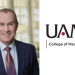 portrait of William Steinbach, M.D., and UAMS logo
