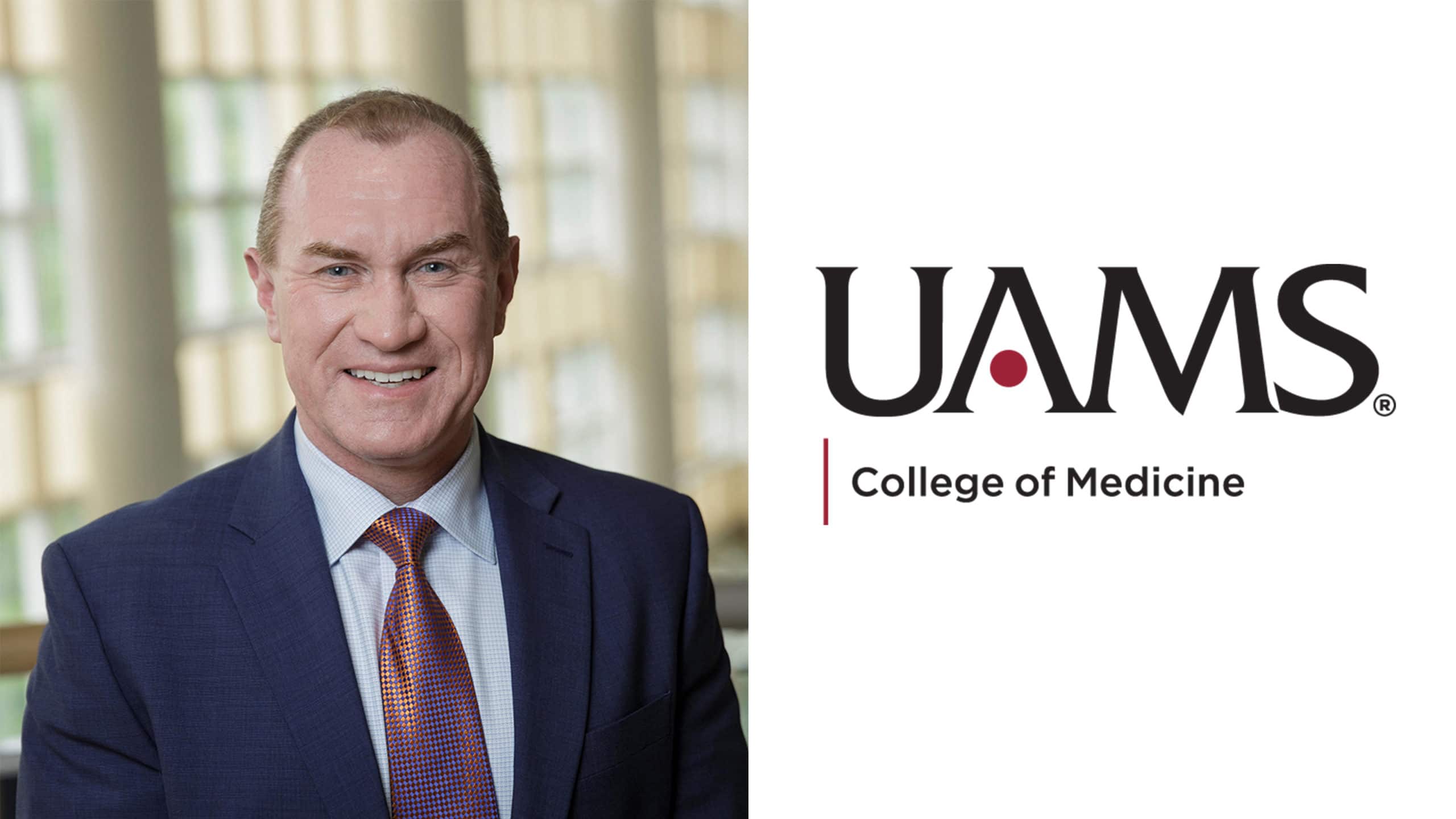 portrait of William Steinbach, M.D., and UAMS logo