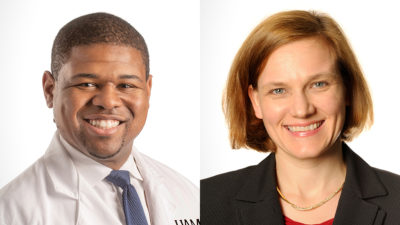 The American Society for Pain and Neuroscience presented awards to Johnathan H. Goree, M.D., and Erika Petersen, M.D., both physicians at the University of Arkansas for Medical Sciences (UAMS), at its third annual national meeting July 22-25 in Miami Beach, Florida.