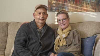 Dave and Lori Puente of Elk Grove, California. Dave Puente is the first myeloma patient in Arkansas to receive new chimeric antigen receptor (CAR) T-cell immunotherapy treatment, which is only available at the UAMS Myeloma Center in the Winthrop P. Rockefeller Cancer Institute.