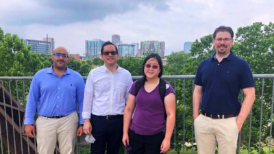 The Clinical Informatics Fellowship Program fellows are: (l-r) Salem AlGhamdi, MBBS (emergency medicine); Daniel Liu, M.D. (pediatrics); Lori Wong, M.D. (preventive medicine); and Jacob Wooldridge, M.D. (pathology). Pictured separately below is Obeid Shafi, M.D. (pediatrics).
