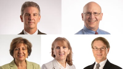 Four interdisciplinary groups of researchers in the UAMS College of Medicine have been named as inaugural “Creativity Hubs" to develop and expand research programs wtih high potential. Leading these hubs are (top left) Steven Barger, Ph.D., Paul Drew, Ph.D., (bottom left) Teresita Bellido, Ph.D., Elisabet Borsheim, Ph.D.,and Fred Prior, Ph.D.