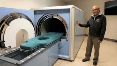 UAMS researcher Hari Eswaran, Ph.D., first will test the new optically-pumped magnetometer's effectiveness detecting fetal heart conditions. The noninvasive imaging technology will be tested in the future for its ability to reveal other important functional details of fetal development.