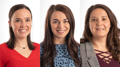 Bridget Fitzhugh, left, Megan Lane and Cherika Robertson are among about 20 UAMS College of Health Professions faculty members who are pursuing advanced degrees.