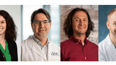 The awardees are Lisa Brents, Ph.D., Lyle Burdine, M.D., Ph.D., Craig Forrest, Ph.D., and Gresham Richter, M.D.