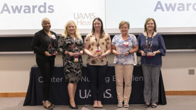 Recipients of the 10th annual Professional Nursing Awards are, left to right, Rosalyn Perkins, Holly Jenkins, Brittany Johnson, Donna Malone and Deborah Johnson.