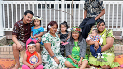 Marshallese family in island clothing