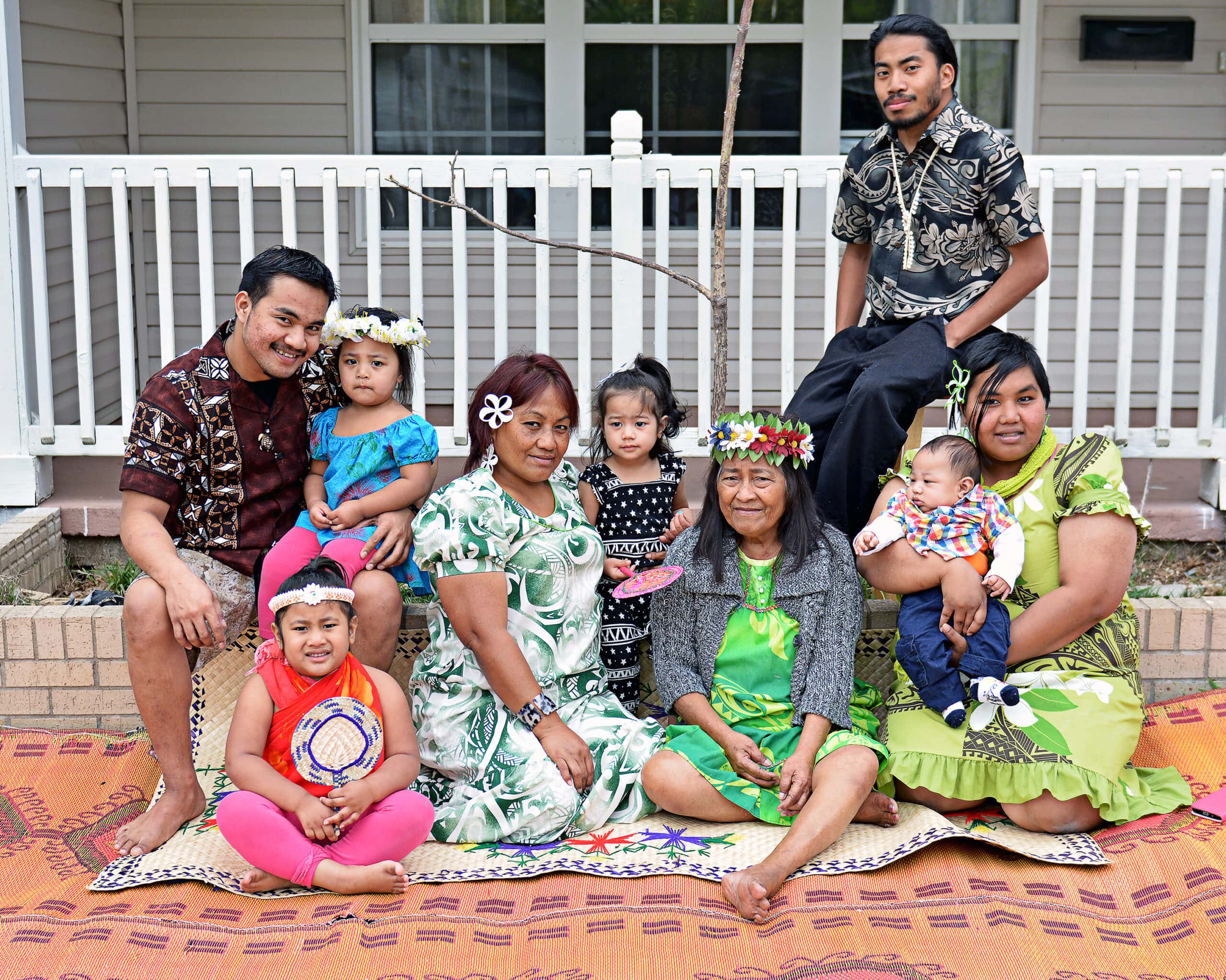Marshallese family in island clothing