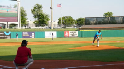 Ray Robinson III first pitch