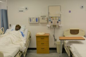 Patient beds in the SIM center