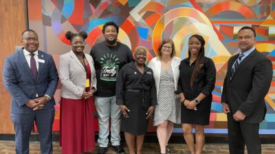 Members of Big Brothers Big Sisters of Central Arkansas and the UAMS Division for Diversity, Equity and Inclusion gather to celebrate their partnership.