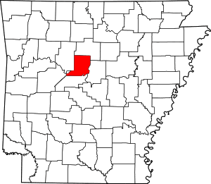 Conway County on map of Arkansas