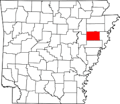 Cross county map in Arkansas