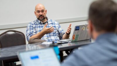 Kevin Sexton, M.D., here at a recent planning retreat, is making organizational changes at BioVentures that he hopes will help more researchers commercialize their discoveries.
