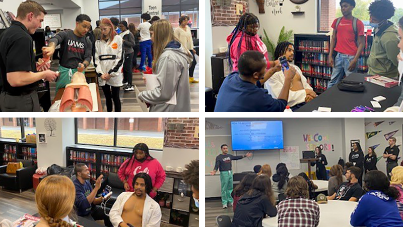 During the REACH event in Helena-West Helena, high school students learn how to perform ultrasound scans and other procedures.