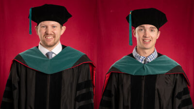 Shortly after graduating in 2022, Antonio Martinez, left, and Rush Hemphill achieved perfect scores on the national physical therapy examination.