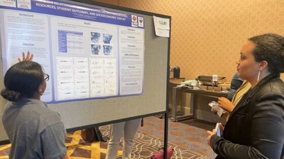 Kennedy Hicks, a student in the Serving Underrepresented Populations through Engagement and Research (SUPER) Project, presents her research findings during the Xavier University of Louisiana Health Disparities Conference in New Orleans.