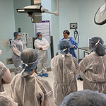 Students from UAMS' Medical Applications of Science for Health (MASH) camp in Texarkana tour an operating room at Christus St. Michael Health System.