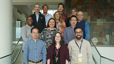Team members of the UAMS Center for Musculoskeletal Disease Research include:, front row: Jinhu Xiong M.D., Ph.D., Amy Sato, Ph.D., Jesus Delgado-Calle, Ph.D.; second row: Janeelle Whitfield, Melda Onal, Ph.D., Qiang Fu, M.D., Ph.D.; third row: Charles O’Brien, Ph.D., Maria Almeida, Ph.D., Roy Morello, Ph.D.; back row: Intawat Nookaew, Ph.D., Ha-neui Kim, Ph.D., and Elena Ambrogini, M.D., Ph.D.