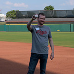 Leslie Stone, M.D., MPH, stands on the field before the Arkansas Travelers' May 30 game at Dickey-Stephens Park.