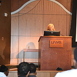 Rhonda Mattox, M.D., president of the Arkansas Medical, Dental and Pharmaceutical Association, delivers the keynote address during the Underrepresented in Health Graduation Celebration.