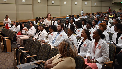 Students who participated in this year’s Health Career University programs gather for the Summer Bash.