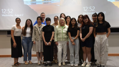 Students and faculty members from the UAMS College of Nursing stand with the exchange students from Taiwan’s Kaohsiung Medical University.