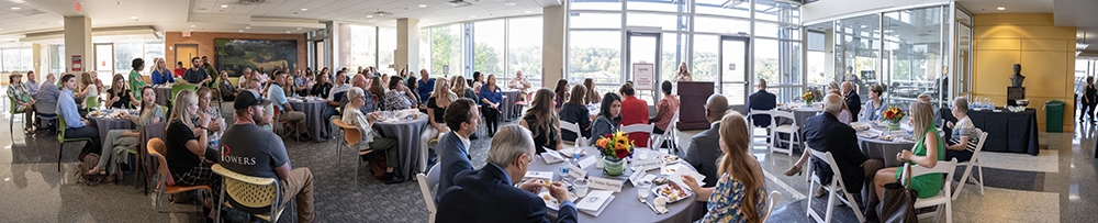 Donors and scholarship recipients along with College of Health Professions faculty and staff all gathered in the Bruce Commons for the annual Scholarship Reception.